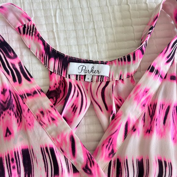 Parker Womens Dress Womens Small Kita Cameo Pop Pink Cosmos Silk Cut Out Mini S - Picture 10 of 10